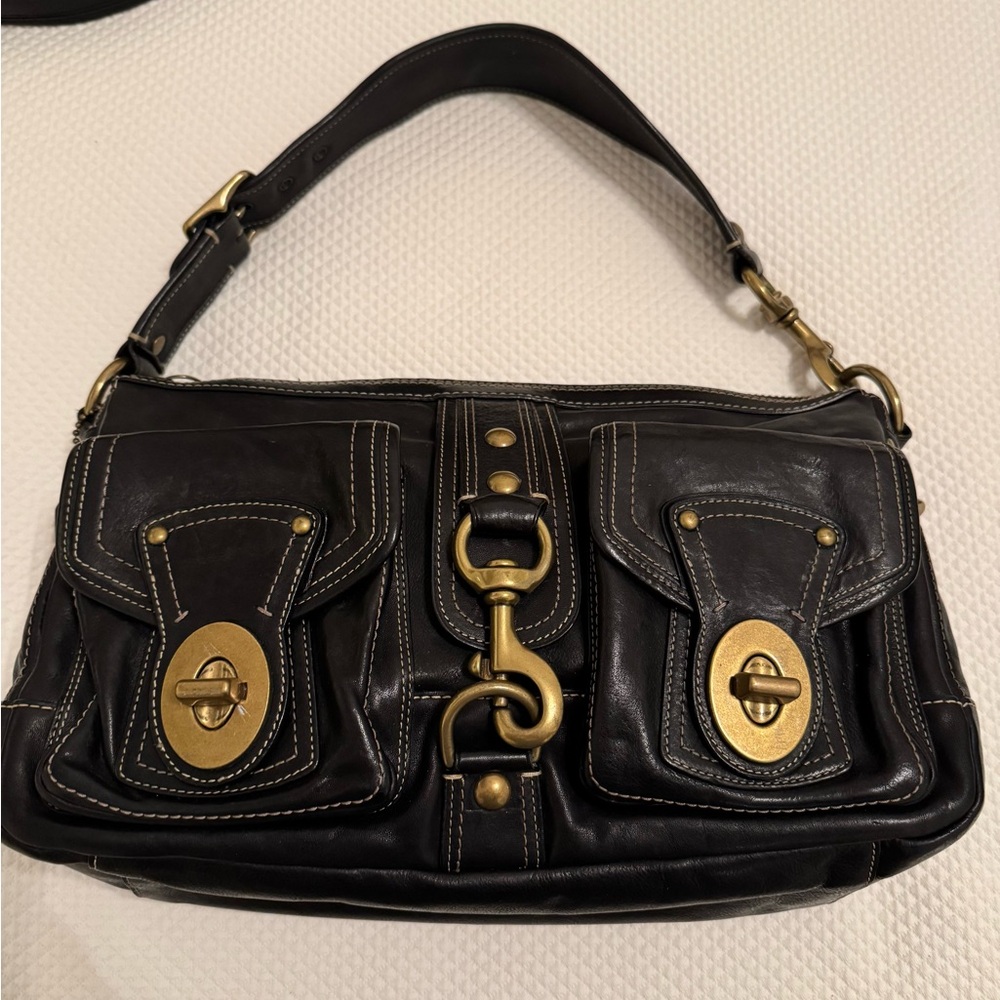 Coach Mandy EUC Anniversary Legacy Bag Turnlock Black Leather Vintage 10331